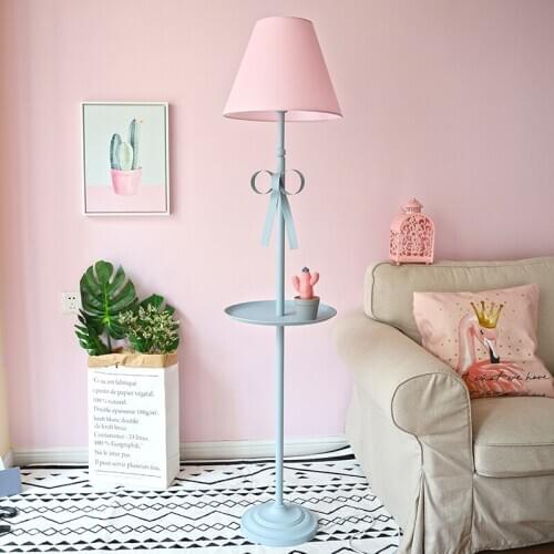 Modern Bow-knot Pink Floor Lamp Stand Simple Standing Lamps for Living Room Girls Princess Bedroom Led Tall Floor Light Fixtures