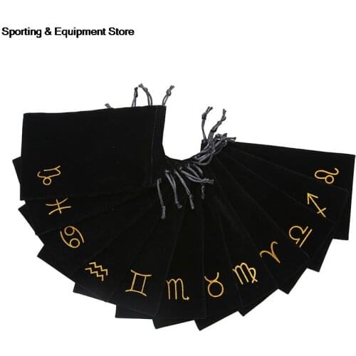1PC 12 Constellations Velvet Tarot Card Storage Bag Mini Jewelry Drawstring Package Board Game Cards Bag 19.5cm X 11cm