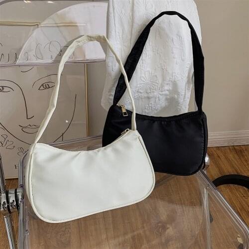 Fashion Women PU Leather Shoulder Underarm Bag Casual All-match Pure Color Small Purse Handbags Youth Ladies Simple Tote Bags