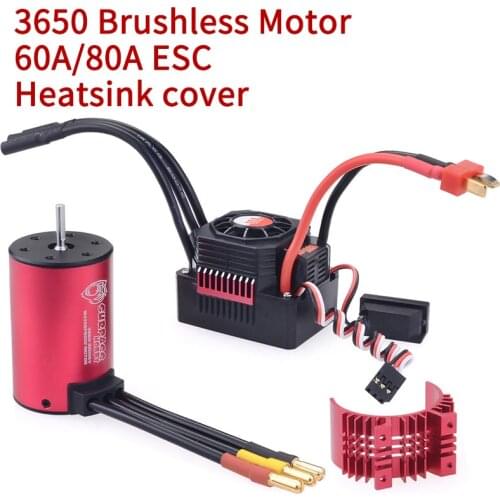 SURPASS HOBBY 3650 Brushless Motor 60A ESC 80A Waterproof 2300/3100/4500/5200/6900/7700KV HeatSink for 1/10 1/12 RC Car 2S 4S