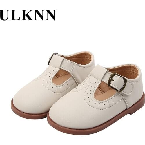 ULKNN Girls White Shoes New Baby Princess Soft-soled Leather Shoes Leisure Single Children 1 To 6 Years Old Flat Shoes