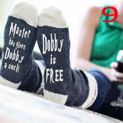 YJSFG HOUSE Women Men Socks Comfortable Master Has Given Dobby A Sock Dobby Is Free Casual Letter Socks 19color Autumn Halloween