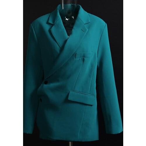 Women Oversize Loose Reversible Blazer Long Thick Belted High Street 2021