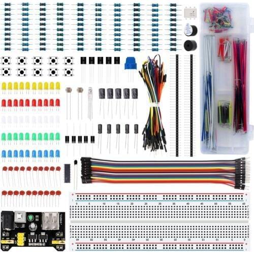 10set/lot Electronics fun Kit Power Supply Module, Jumper Wire, Precision Potentiometer, 830 tie-points Breadboard for Arduino