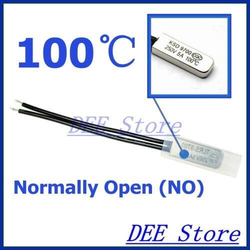 10Pcs/lot 100C Degree Celsius / 212F NO Normal Open Thermal Protector Sensor Thermostat temperature control fuse switch 250V 5A