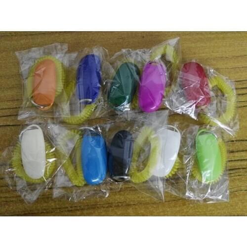 10pcs/lot Free Shipping Fashion Dog Pet Click Clicker Training Trainer Aid Wrist Mix colors