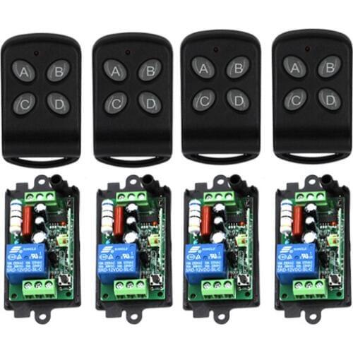 110V 220V 10A 4-channel Controller motor independent control Remote control switch 4 Transmitter+4 Receiver SKU: 5394