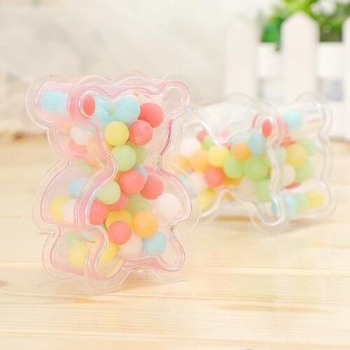 Cartoon Bear Plastic Packaging Candy Box Creative Baby Shower Personality Wedding Sweet Box Party Supplies Sugar Packaging 12pcs