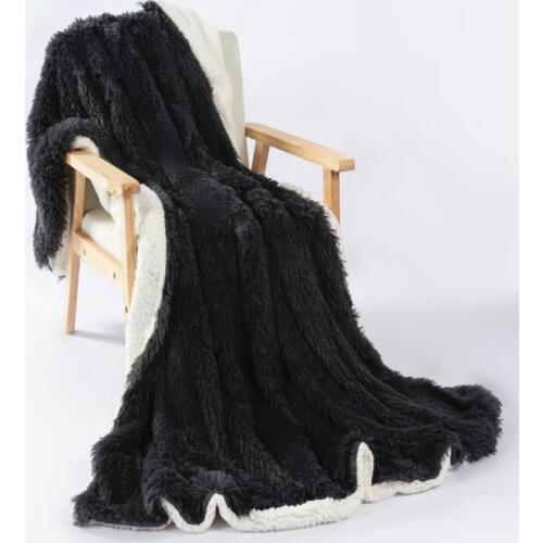 2 Size Long Plush Blanket Artificial Cashmere Blanket Winte Warm Throws on Sofa Bed Travel Thicken Bedroom Plaids Throw Blanket