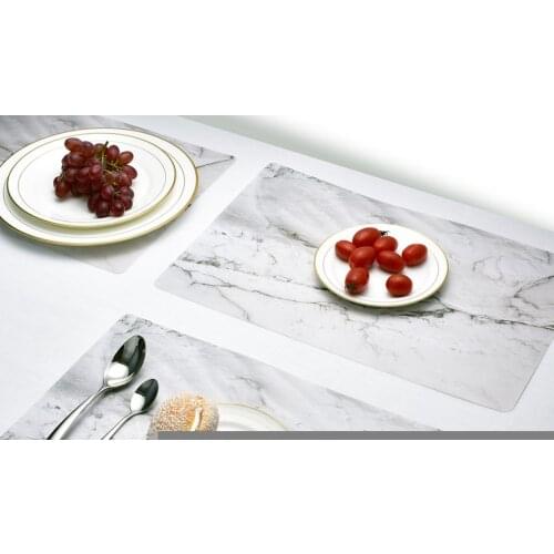 2PCS Dining Table Placemat Marble Pattern Anti-Slip Heat Insulated PVC Placemat For Coffee Tea Place Mat Tableware Pad Coaster