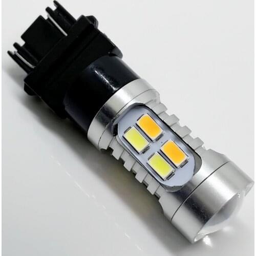 2pcs T25 3157 P27 5W 20SMD Lens 5730 LEDs Switchback LED Car Signal Lights Turn Parking Auto Led White Amber Dual Color