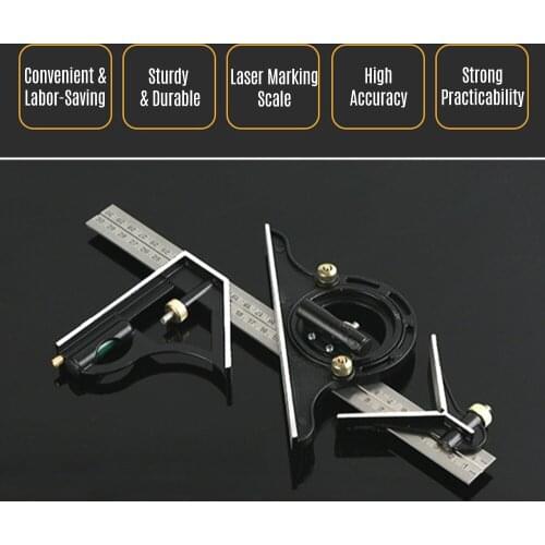 300MM Combination Square Angle Ruler 90° Stainless Steel Level Square High Precision 45° Combined Angle Ruler Measuring Tool