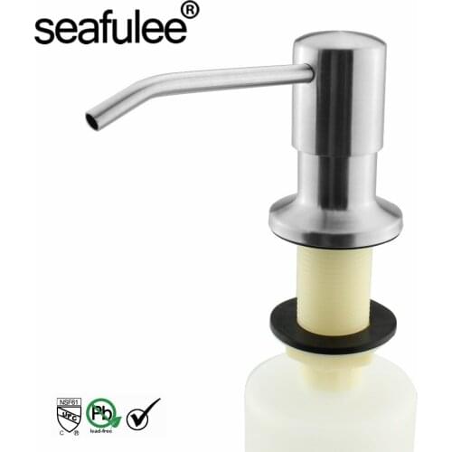 304 Brushed Stainless Steel Kitchen Sink Liquid Soap Dispenser 17 OZ Bottle /3.15 Inch Threaded Tube for Thick Deck Installation