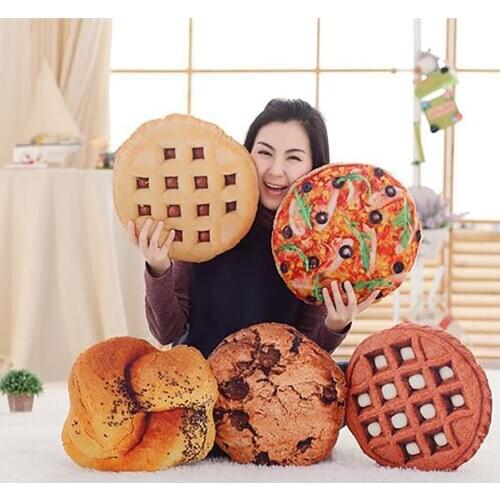 3D Simulation Cookie Pizza Bread Food Soft Nap Pillow Cushion Kids Toy Gift
