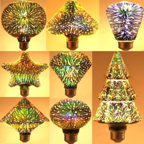 4w Edison Bulb 3D Pyrotechnic Effect 220V E27 E14 Filament LED Retro Lamp Replacement Incandescent Bulb Decorative Lamp