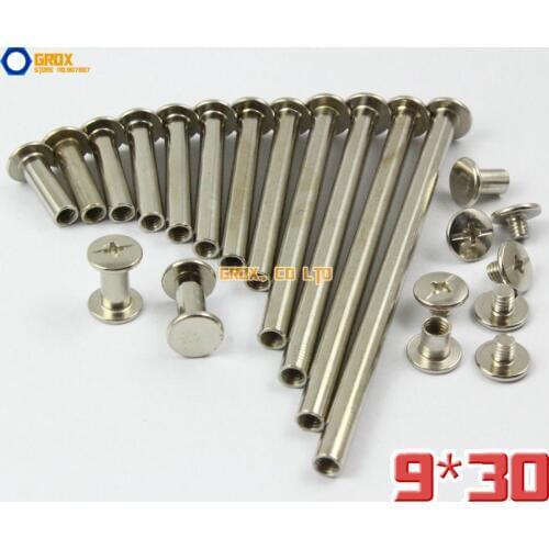 50 Pieces 9 x 30mm Nickel Plated Chicago Screw Stud Rivet Belt Strap Fastener (5mm Shank Diameter)