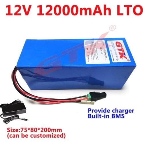 GTK LTO 12V 12Ah Lithium titanate battery 2.4v cells fast charge for stereo speaker LED light scooter+2A charger