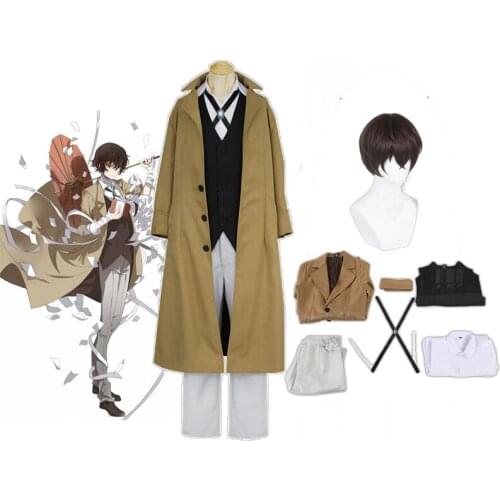 Anime Cosplay Bungo Stray Dogs Movie Dazai Osamu Costumes For Adults Man Woman Trench For Autumn