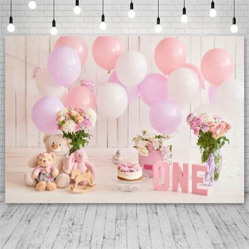 Avezano Cake Smash Backdrop 1st Birthday Party Baby Shower Pink Balloon Girl Photography Background Photo Studio Photozone Decor
