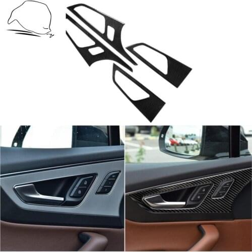 For Audi Q7 SQ7 4M 2016-2019 Carbon Fiber Car Accessories Interior Sticker Door Handle Panel Surround Lock Button Trim Cover