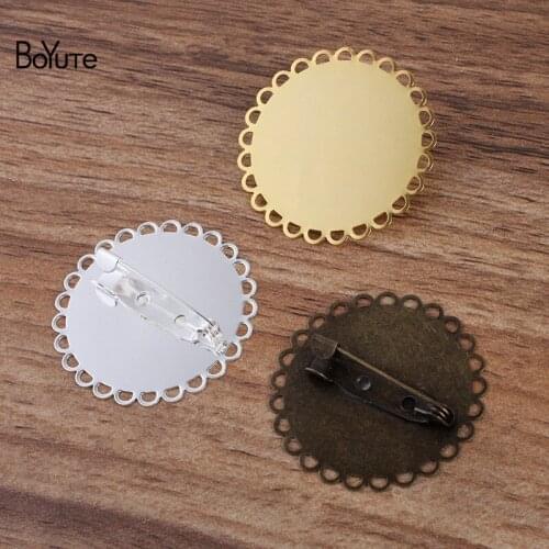 BoYuTe Custom (200 Pieces/Lot) 35MM Flat Blank Brooch Base Settings Factory Supply Diy Brooch Pins Jewelry Accessories