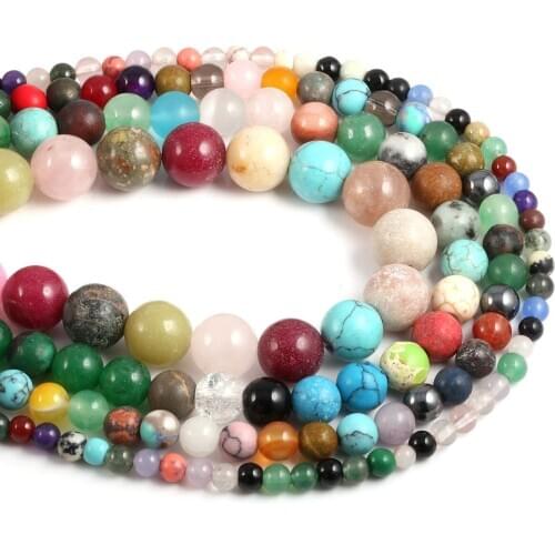 Natural Stone Beading Mixed color beads Round Loose BeadsIsolation beads for DIY Elegant Necklace Bracelet Jewelry Making