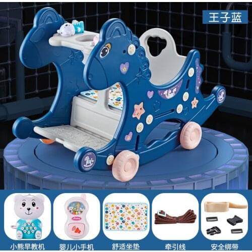 Childrens Chair Trailer Rocking Horse Small Dining Table 4-in-1 Function Baby Toys Baby Early Education Rocking Chair