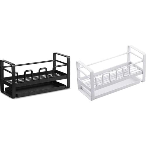 For Kitchen Sink Organizer Caddy Brush Holder Cleaning Soap Brush Drain Rack with Drain Tray, Multifunction