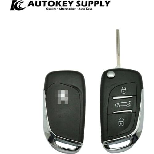 Modified ForPeugeot Trunk 3 buttons Symbol With Battery Holder Key Shell (Blade With Groove) AKCPF136