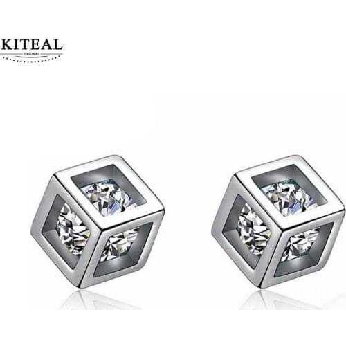 KITEAL Hot Selling Lady earrings Drill square ear nail cube oorbellen Wedding Jewelry Accessories