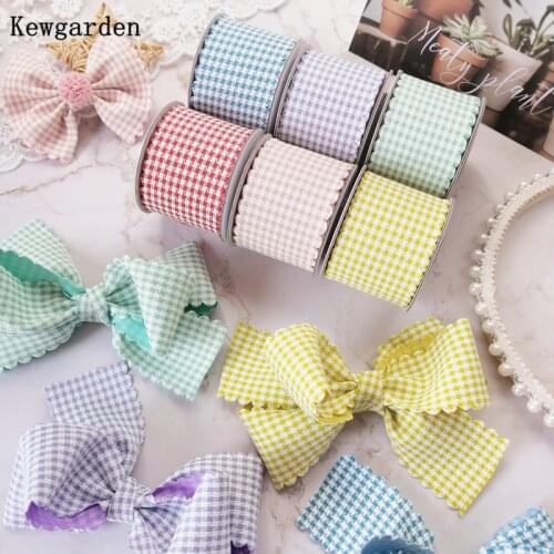Kewgarden Plaid Wavy edge Ribbon 1.5" 1" 10mm 25mm 38mm DIY Hair Bow Brooch Accessories Crafts Handmade Flower Packing 10 Yardss