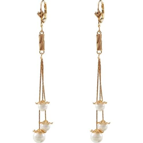 LANFLORA Trendy Korea tassel women pearl earrings copper alloy earrings cheap factory bulk wholesale price earrings