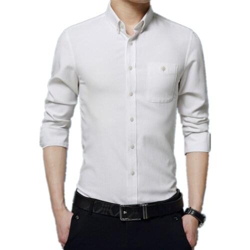 Mens shirt new Oxford spinning long-sleeved slim shirt high-quality mens casual professional wear shirt banquet mens shirt