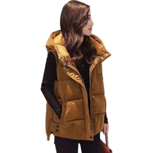New Autumn Winter Gold Wire Elvet Short Womens Vest Jacket Down Cotton Zipper Loose Casual Ladie External Wear Cotton Vest
