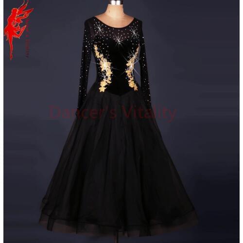 New!spandex ballroom dance costumes senior sexy flowers long sleeves ballroom dance dress for women ballroom dance dresses S-6XL