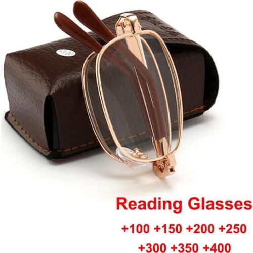 Women Men Fold Reading Glasses Retro Clear Lens Reader Eyewear Portable Presbyopic Glasses Diopters +1.0 1.5 2 2.5 3 3.5 4.0