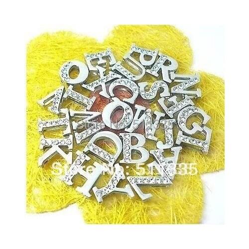 Wholesale 1300pcs 8mm A-Z half rhinestone slide letter fit for 8mm wristband