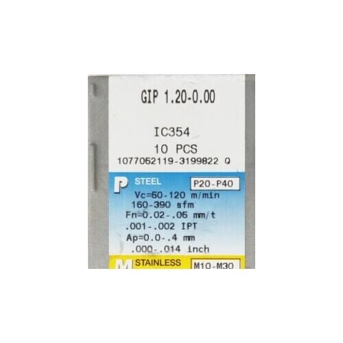 ORIGINAL 10PCS CARBIDE INSERT GIP1.20-0.00 IC354