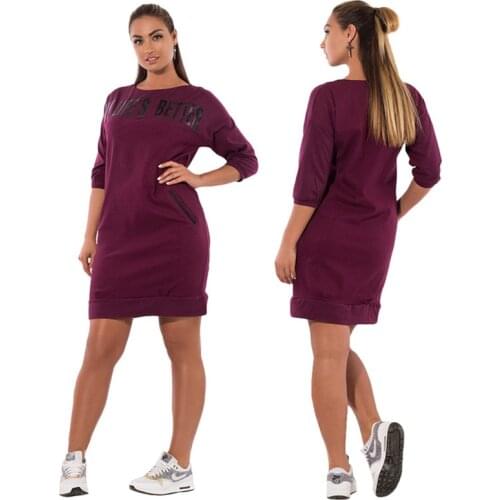 Plus Size Harjuku Letter Print Casual Mini Dresses Women Autumn Three-Quarter Sleeve Dress Slim Vestidos Oversize Clothing 6XL