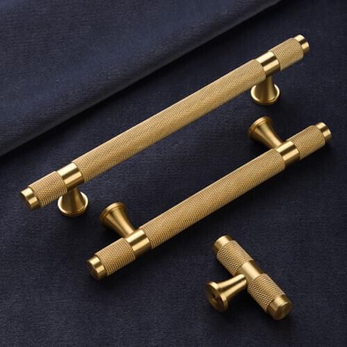 Textured Brass Cabinet Handles Knurled Wardrobe Knobs Drawer Pulls Kitchen Cupboard Bar American Furniture Door Handle and Knobs
