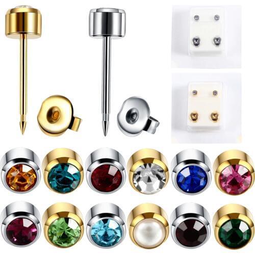Pair Fashion Steel Sterile Ear Piercing Gold Color Screw Back Earrings Stud Ear Cartilage Tragus Piercing For Earring Gun