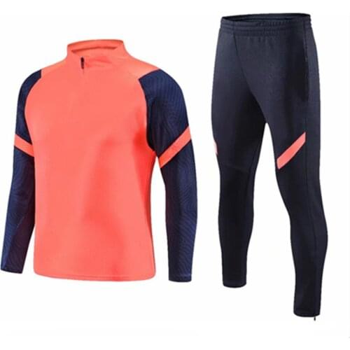 Kids Adult Soccer Tracksuit Half Zip Football Jacket Pants Autumn Winter Training Suit Child Men Outdoor Fitness Running Clothes