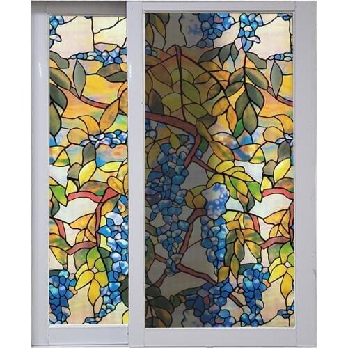 150cm Length Static Cling Window Film Vinyl Frosted Private Grape Pattern Glass Sticker For Window Door Cabinet Table Surface