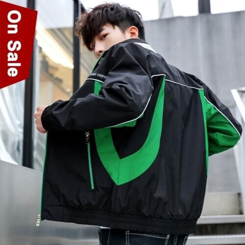 Spring Windbreaker Jacket Coat Men Sport Young Boy Male Hooded Outwear Zipper Pockets Slim Fit M-4XL Black White Blue #235