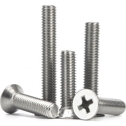 50Pcs 1.6mm 2mm 2.5mm 3mm 304 stainless steel cross flat head screw countersunk head screw M1.6M2M2.5M3*4/6/8/10-25