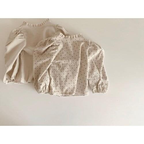 2021 korean style girls dots shirt fashion autumn full sleeve girls blouse kids clothes 6-24 month