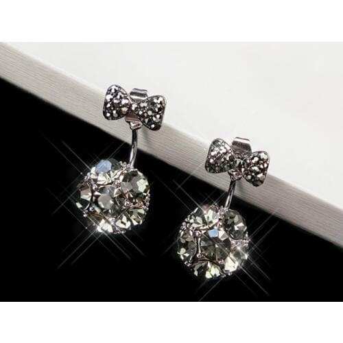 New Fashion Brincos Bow Girl Earrings Royal Blue Synthetic Crystal Earrings For Women Jewelry Bijoux Wholesale