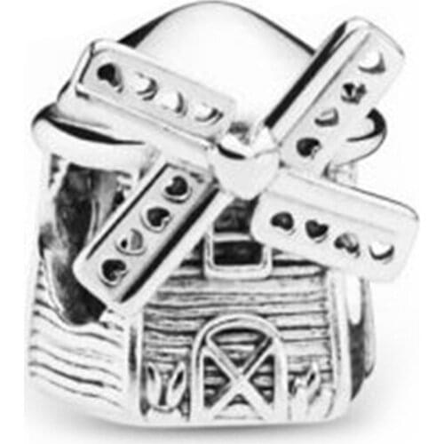 Authentic 925 Sterling Silver Bead Windmill House Charm Fit Fashion Women Pandora Bracelet Bangle Gift DIY Jewelry