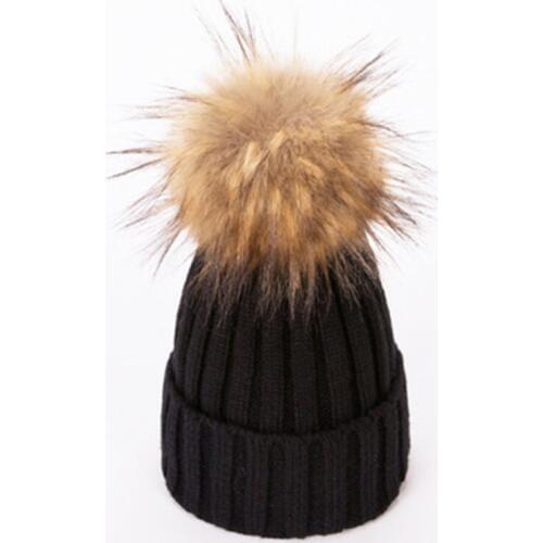 Winter New Women PomPom Beanies Warm Knitted Bobble Girl Fur Pompom Hats Plus Thick Warm Korean Wool Knitted Hat Fashion