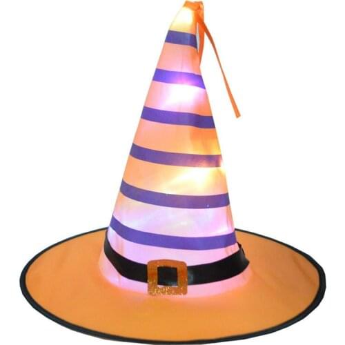 1pcs Halloween Dress Up Glowing Witch Party Pumpkin Wizard Hat Ghost Festival Scene Decoration Stage Performance Props